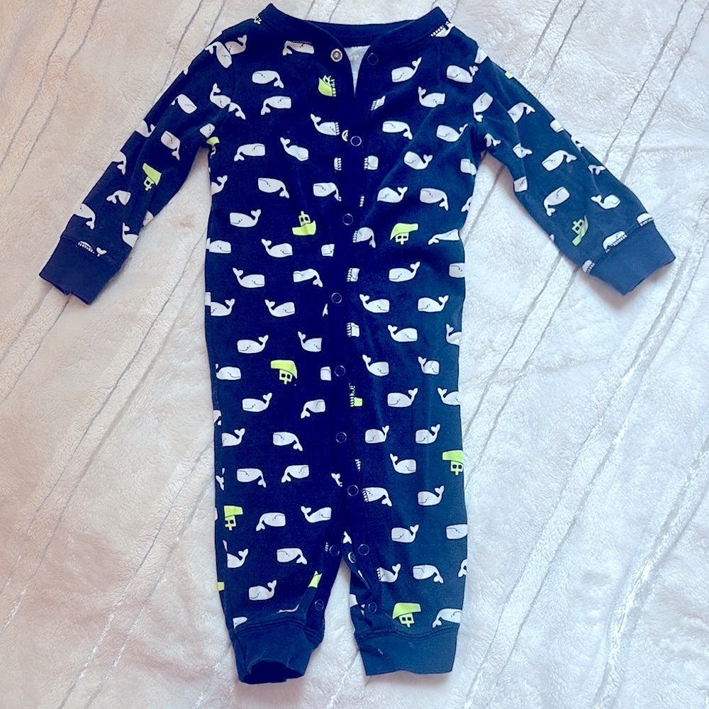 Carter's Blue and White Dolphin Print Onsie